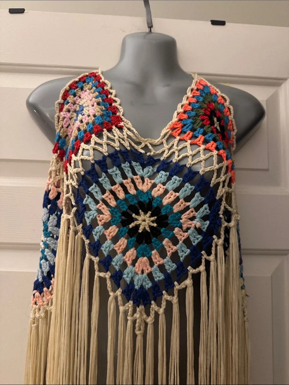 Bohemian Crochet Fringe Maxi Dress, Top or Cover Up